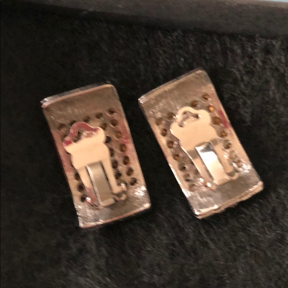 BLOOMINGDALES RHINESTONE SILVER CLIP EARRINGS - Picture 6 of 8